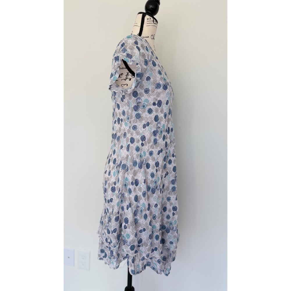 Nina Murati Blue Grey Polka Dot Cotton Gauze Tiered Dress Made in Italy Size M - Picture 14 of 15